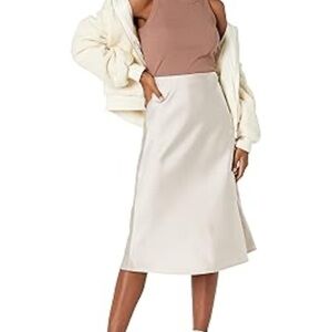 Elegant Satin Midi Maya SKIRT by The Drop in Silver Cloud. Size S. New!